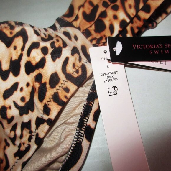 38C/L VICTORIA SECRET Swim Push-Up Top Bikini Set Knockout Bottom Leopard ruffle - Picture 11 of 11